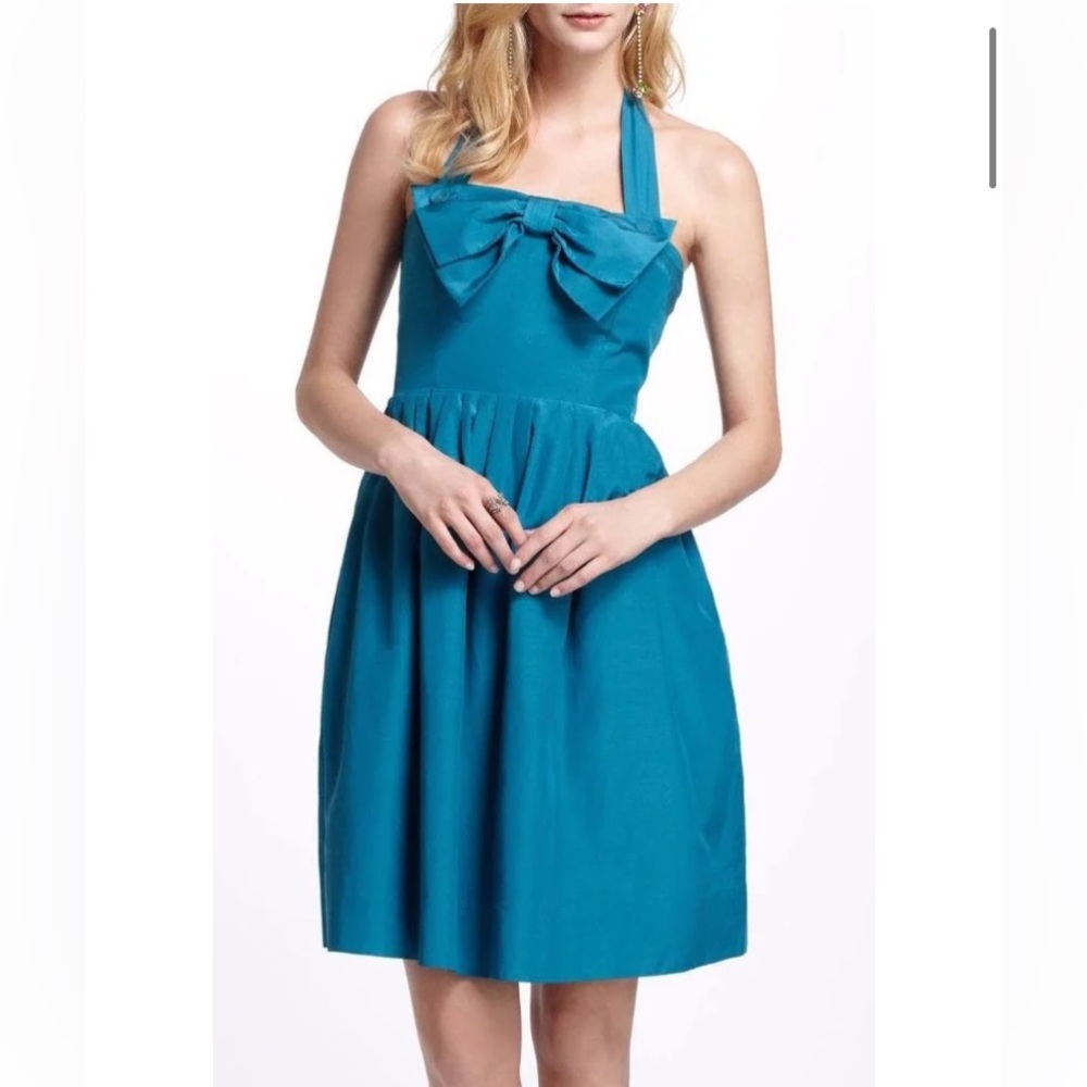 Anthropologie Teal Halter Dress